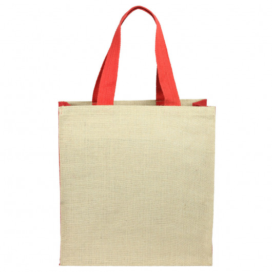 Panelled Jute Bags Red Front